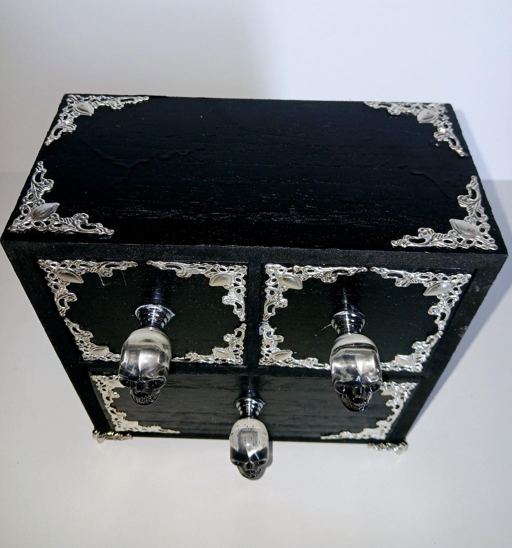 Handmade Wooden Witches Chest: Altar Apothecary Herb Box