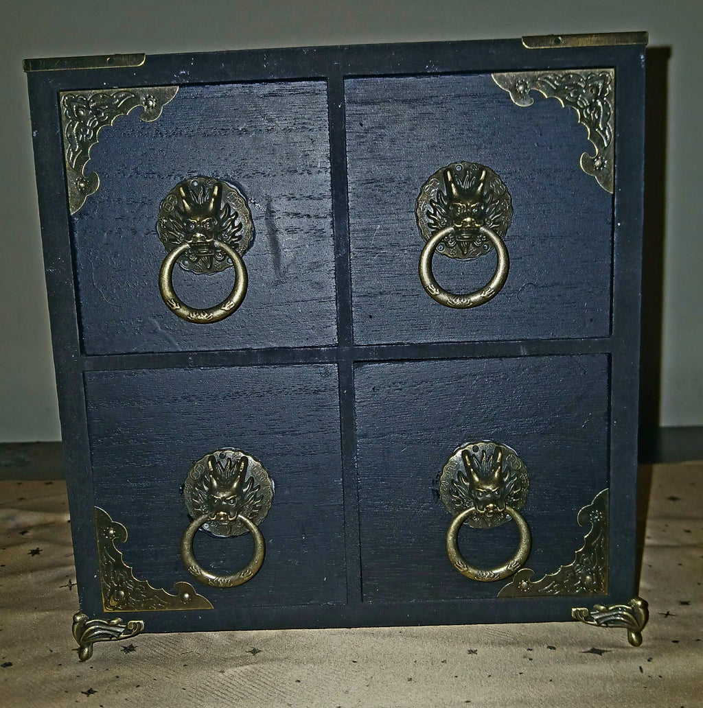 Handmade Wooden Witches Chest: Altar Apothecary Herb Box