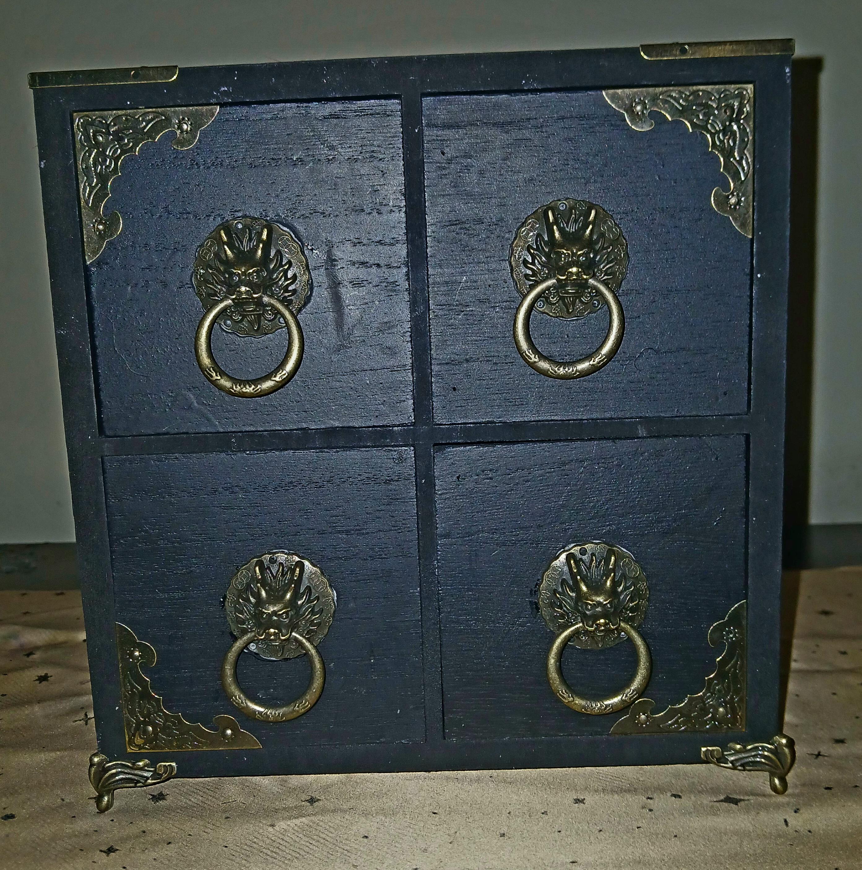 Handmade Wooden Witches Chest: Altar Apothecary Herb Box