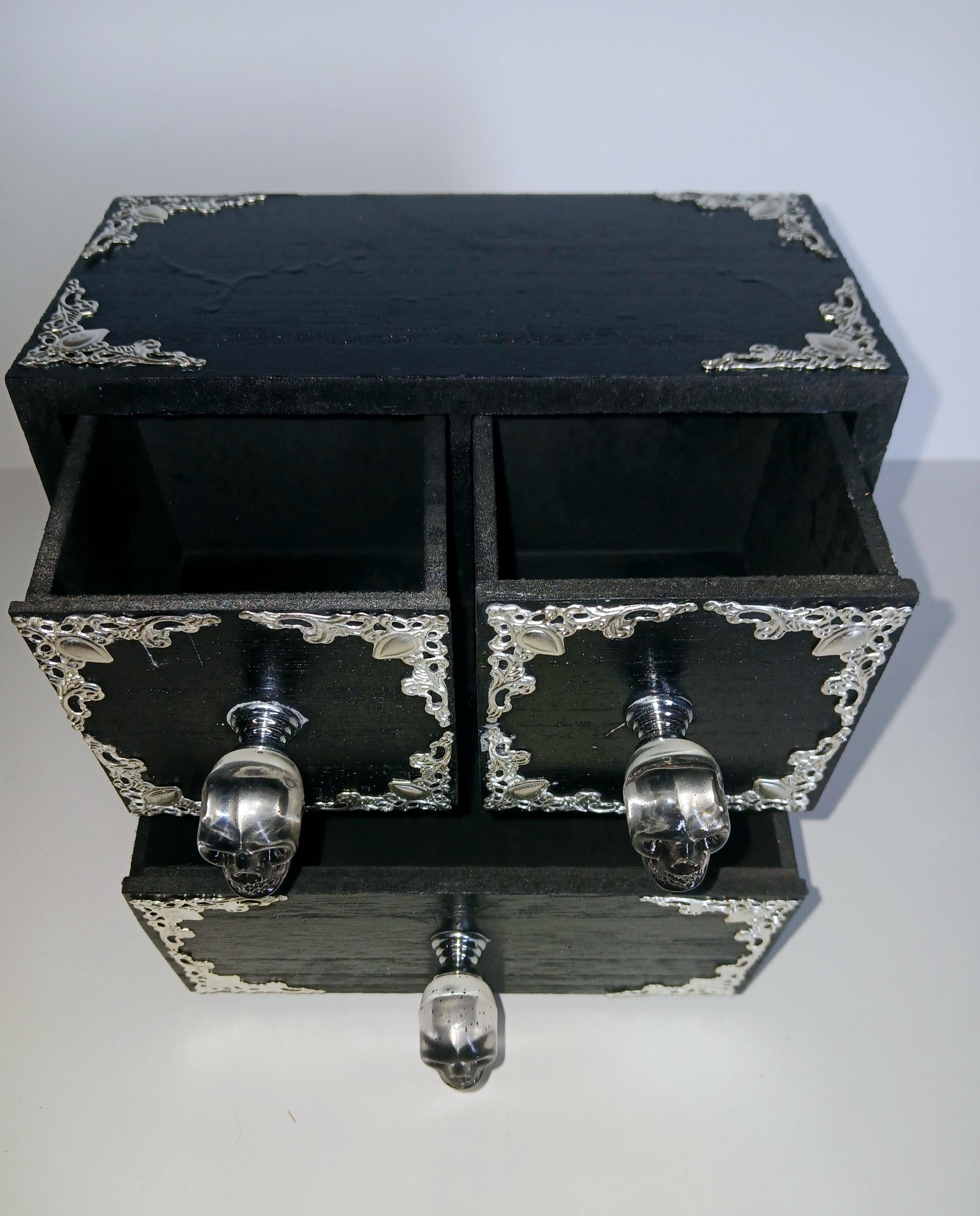 Handmade Wooden Witches Chest: Altar Apothecary Herb Box