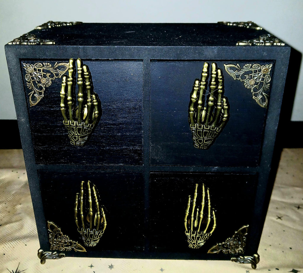 Handmade Wooden Witches Chest: Altar Apothecary Herb Box