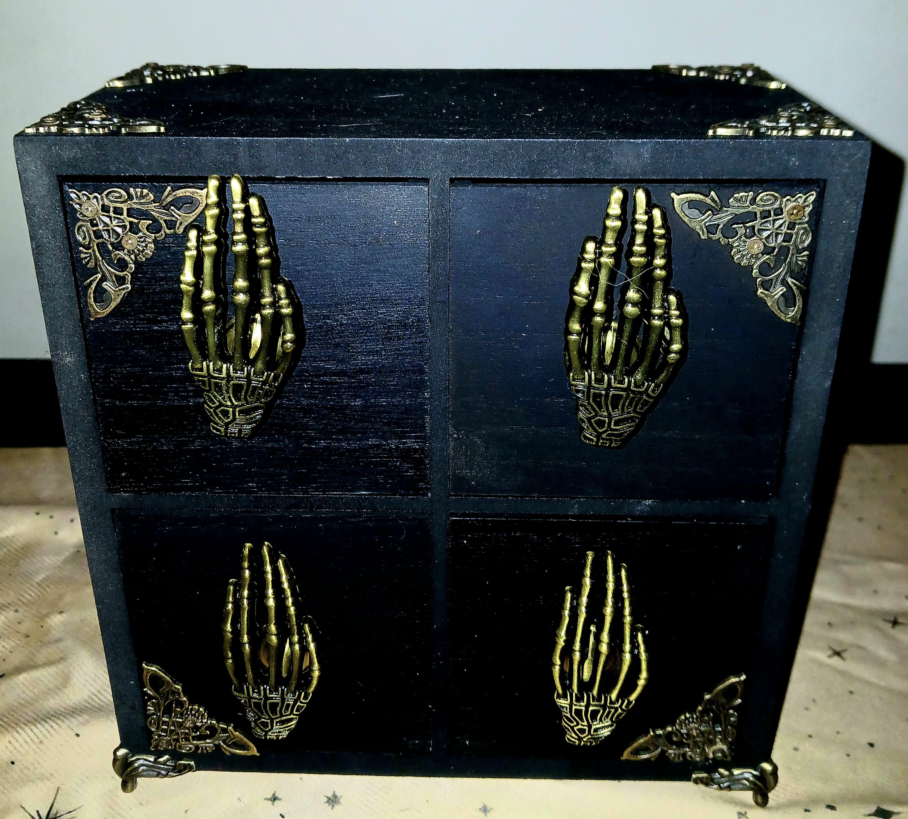 Handmade Wooden Witches Chest: Altar Apothecary Herb Box