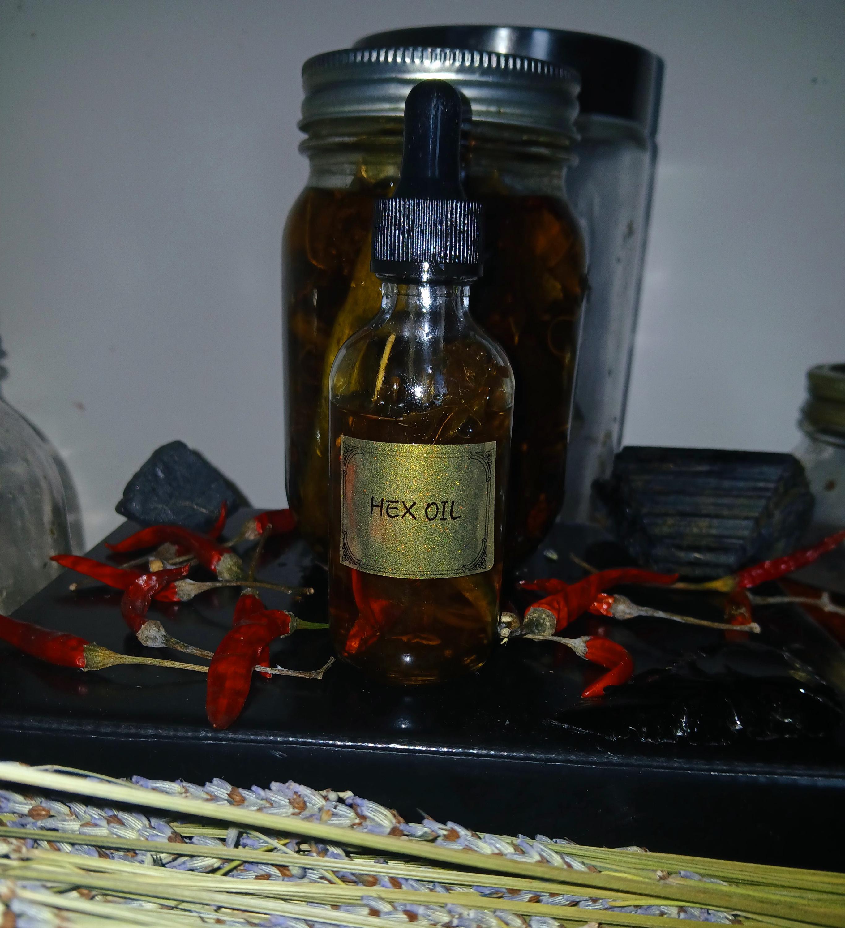 Witches Ritual Oil: Selenite, Hex, Dark Moon, Prosperity Spell Oil