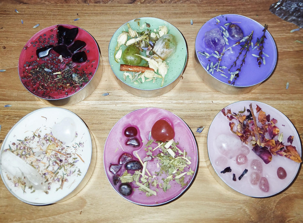 Crystal Ritual Candle Set: Herb Infused Spell Candles