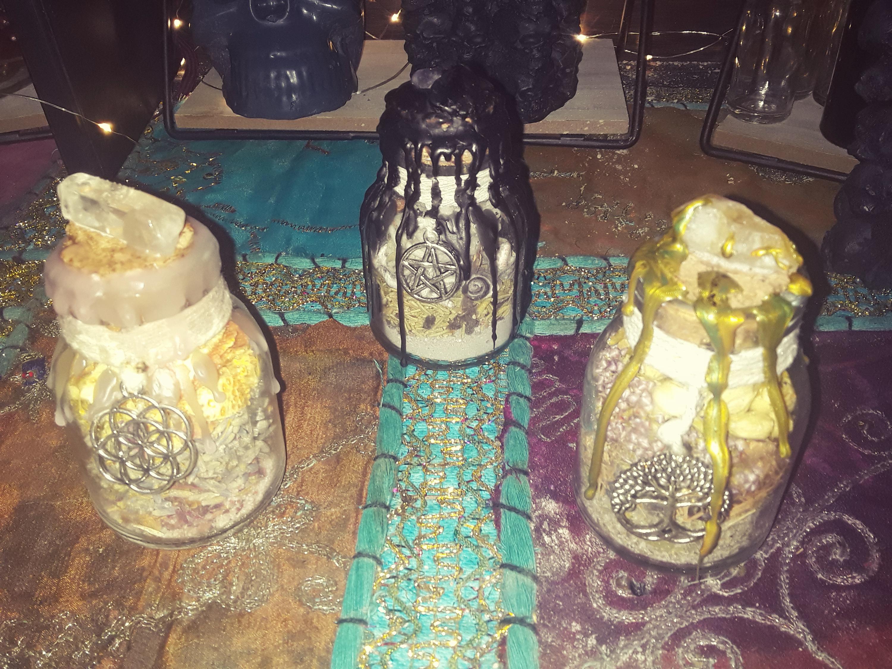 Handmade Witch Bottle: Protection, Prosperity, Blessing - Wiccan Spell Kit