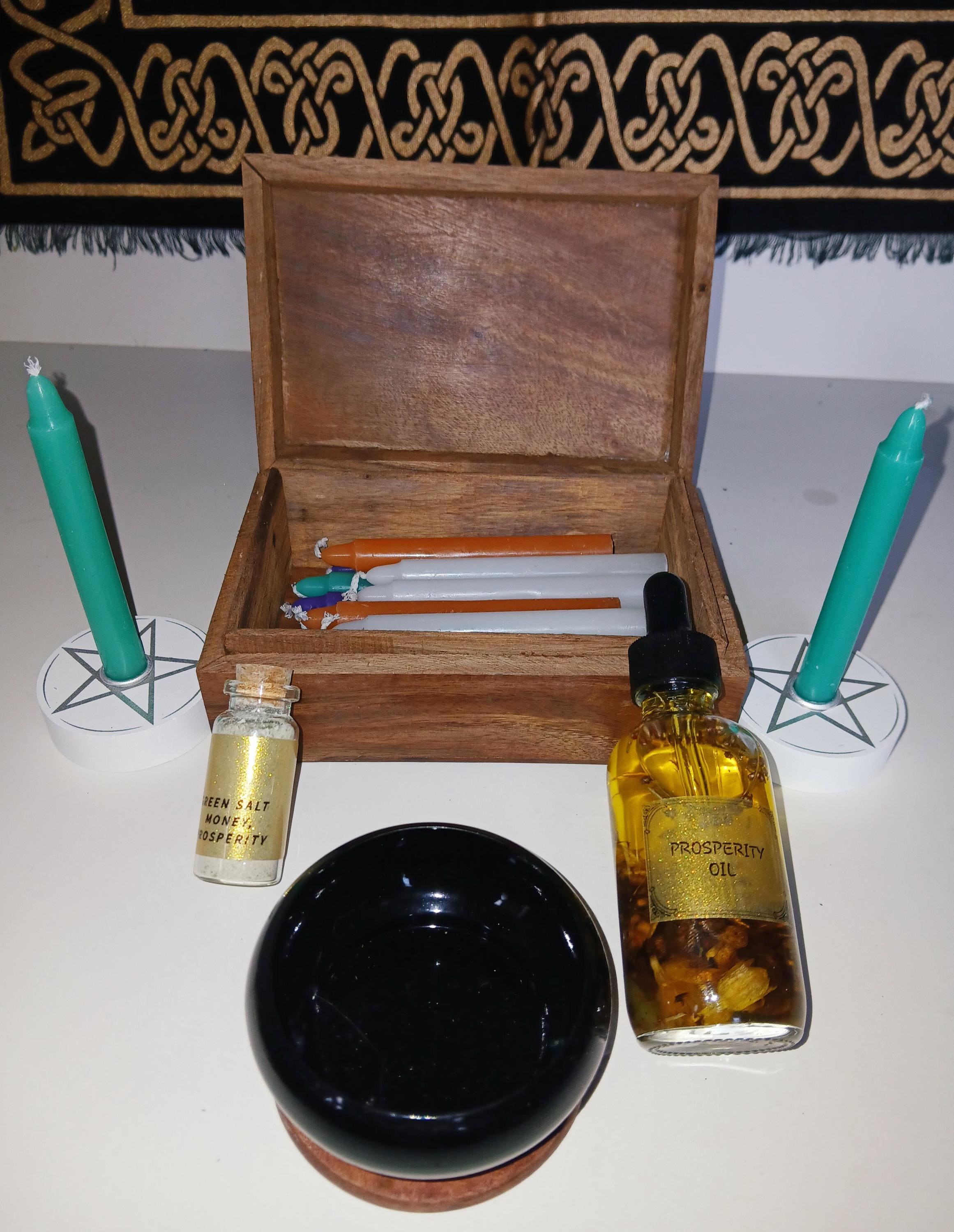 Witch Starter Kit: Wiccan Altar Box with Herbs, Candles & Resin