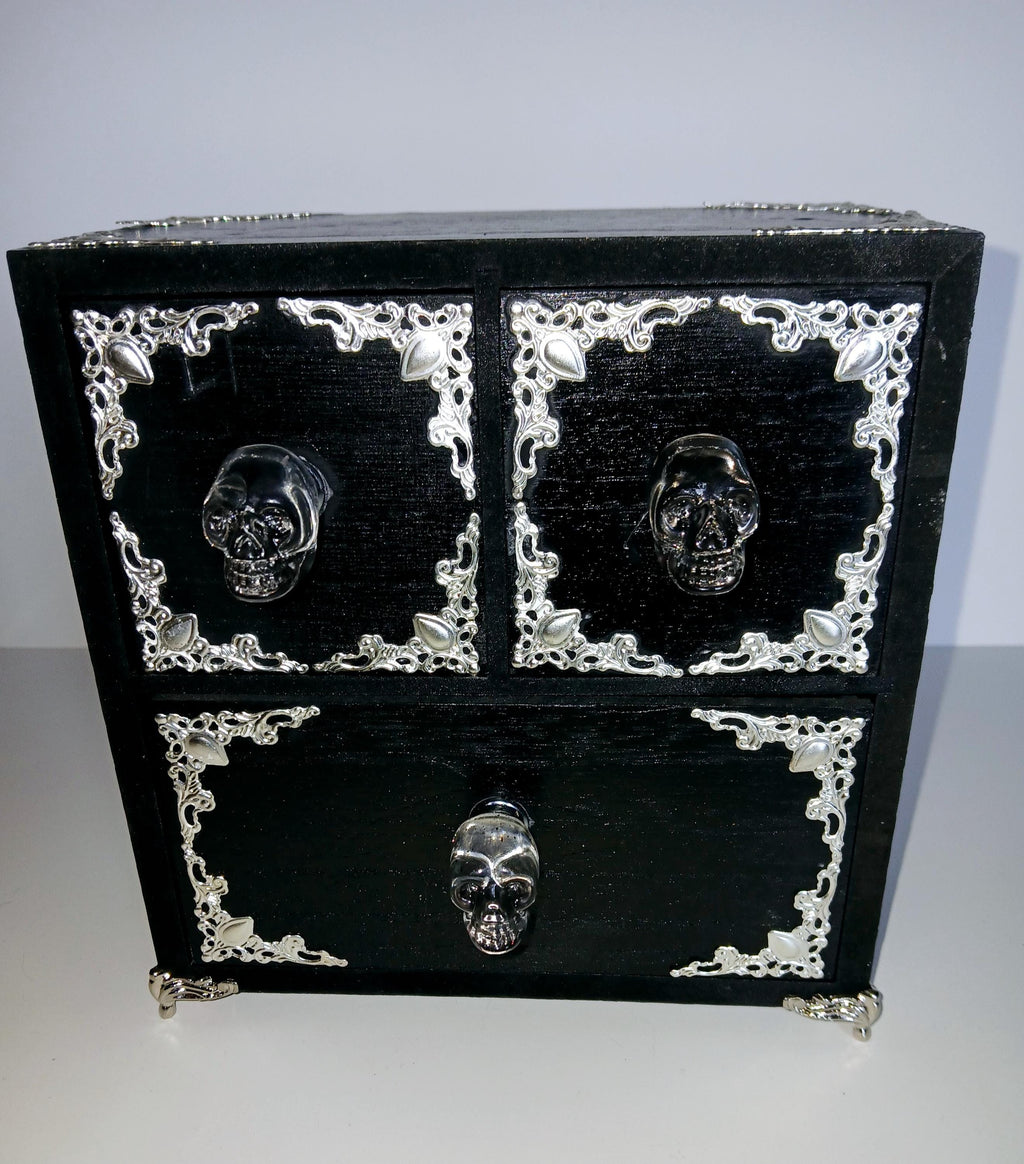 Handmade Wooden Witches Chest: Altar Apothecary Herb Box