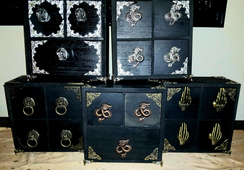 Handmade Wooden Witches Chest: Altar Apothecary Herb Box