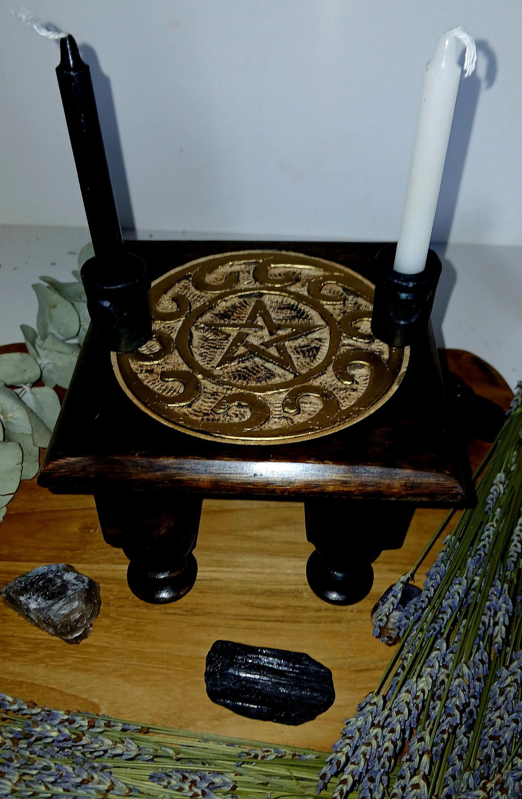 Pentacle Altar Table: Small Wooden Travel Altar