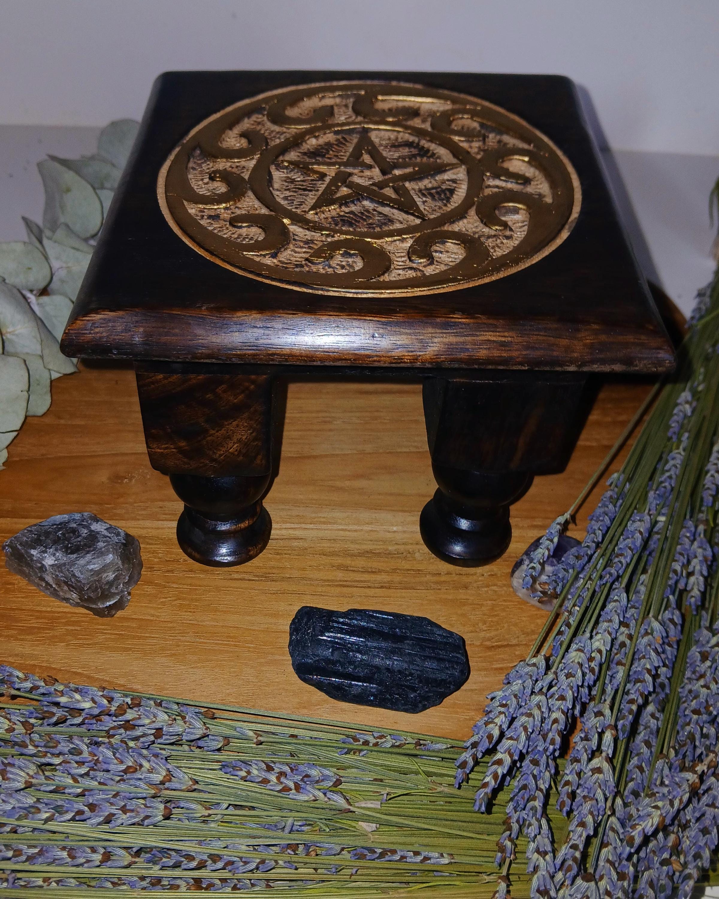 Pentacle Altar Table: Small Wooden Travel Altar