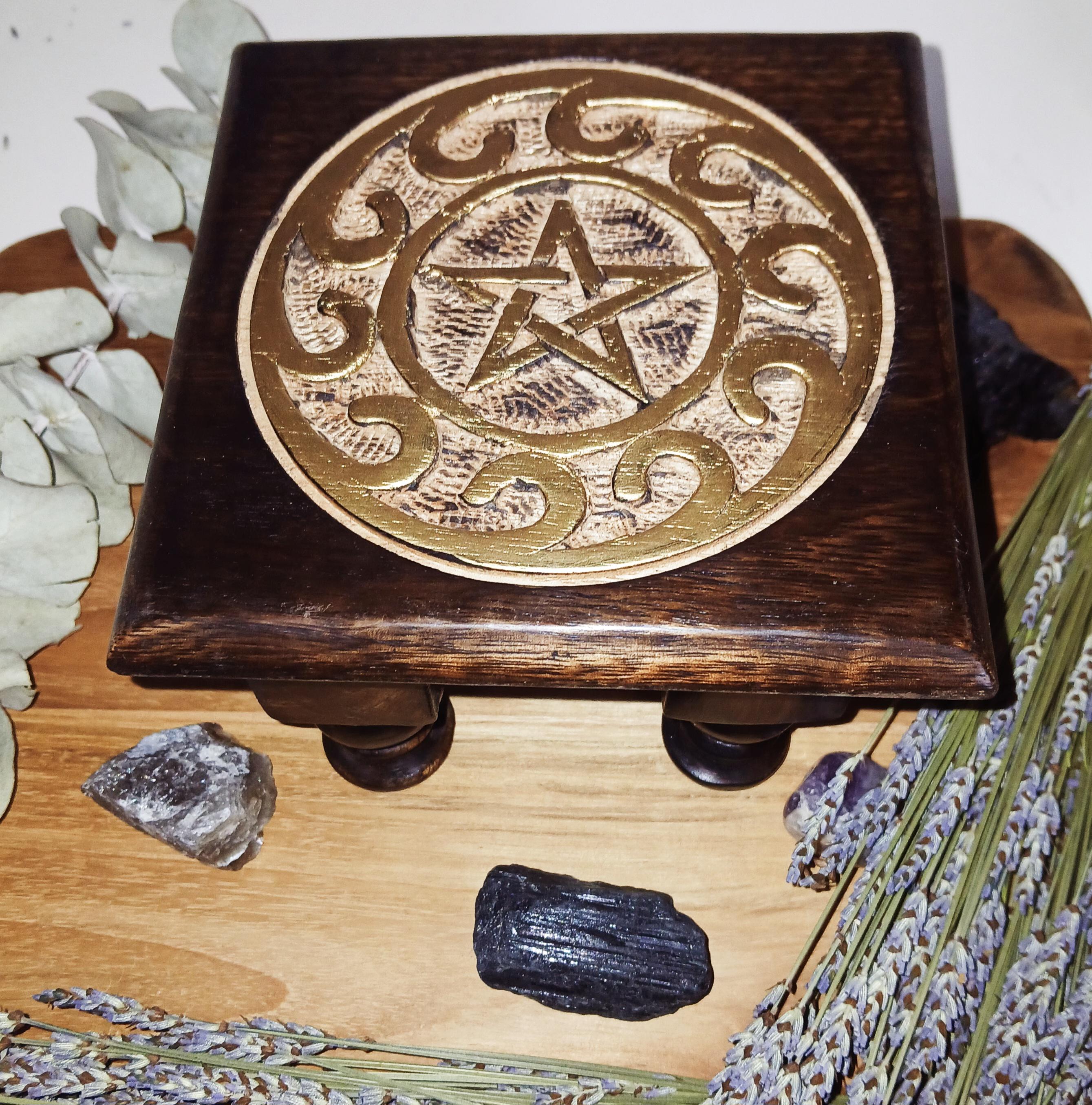 Pentacle Altar Table: Small Wooden Travel Altar