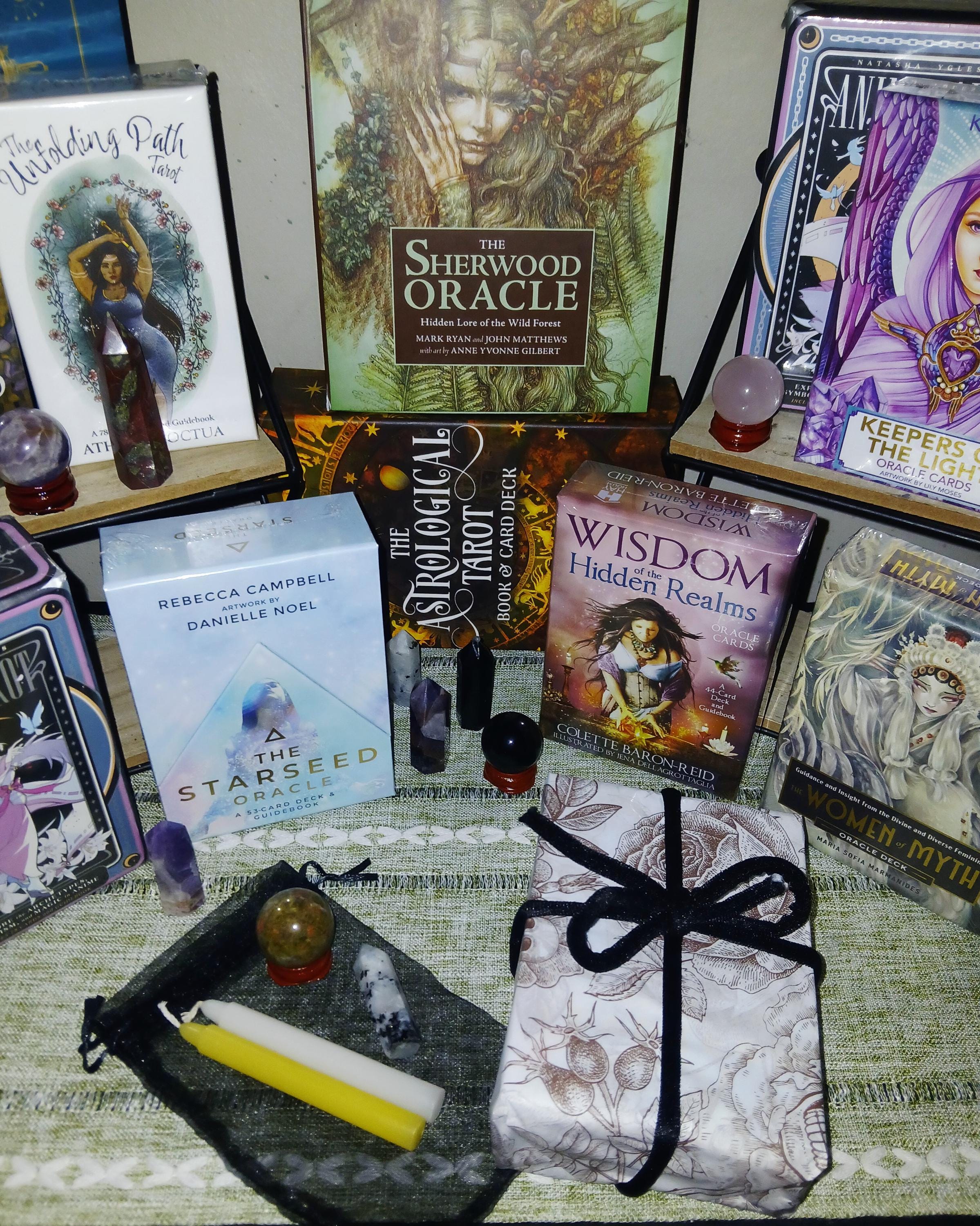 Blind date with a Tarot Oracle Deck Mystery Tarot Oracle Deck Box Witchy Gift Set with Selenite & Incense
