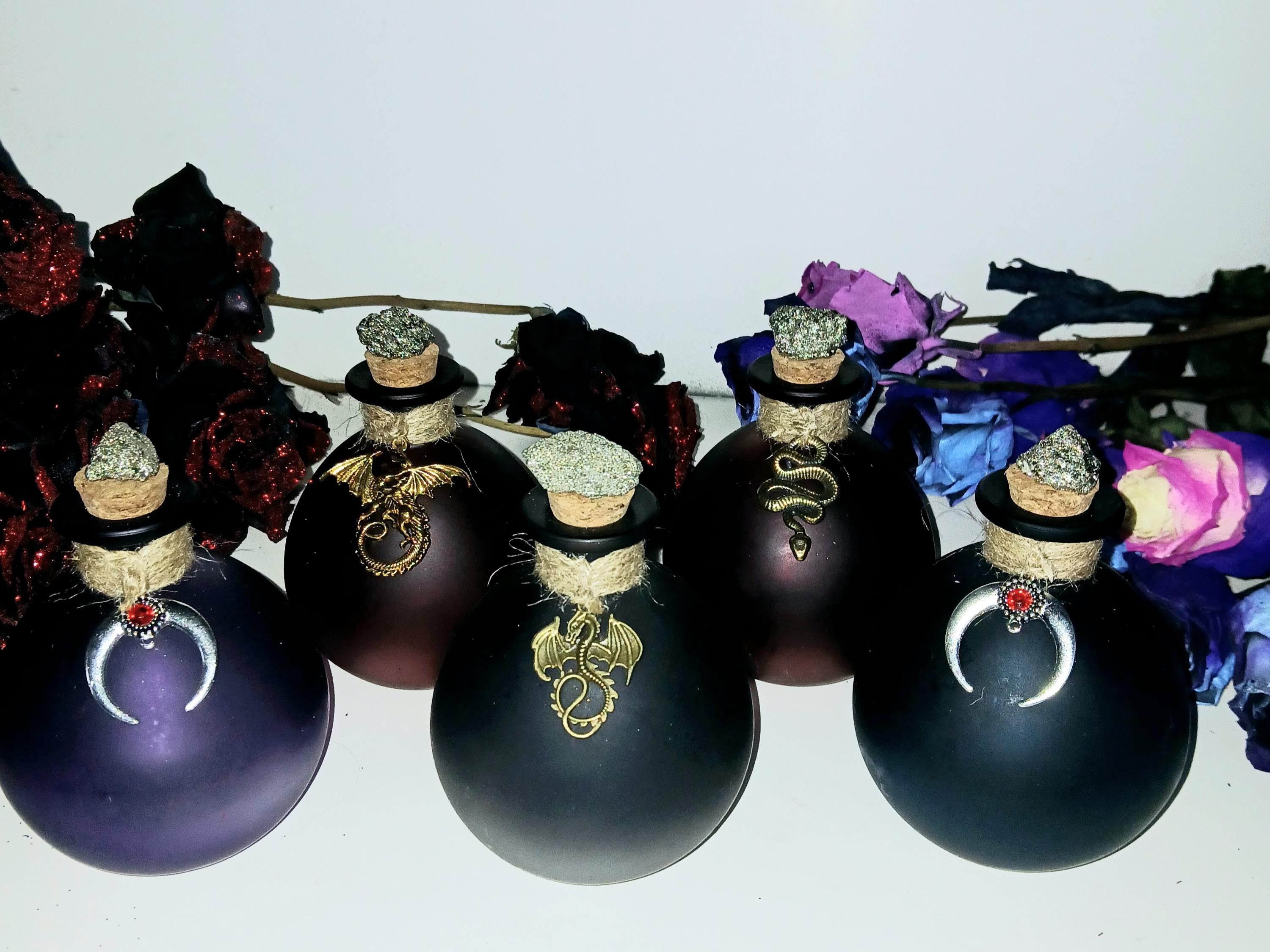 Witch Potion Bottles: Glass Cork Bottles with Witchy Charm
