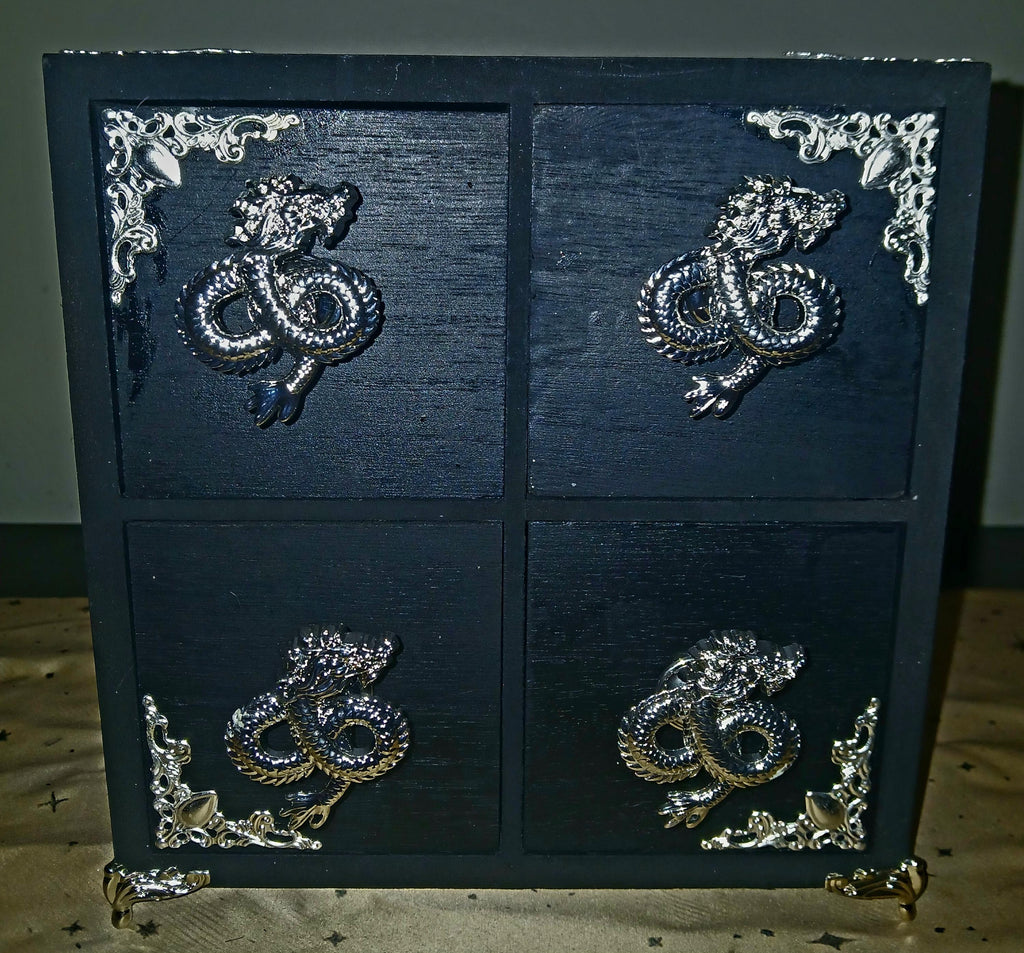 Handmade Wooden Witches Chest: Altar Apothecary Herb Box