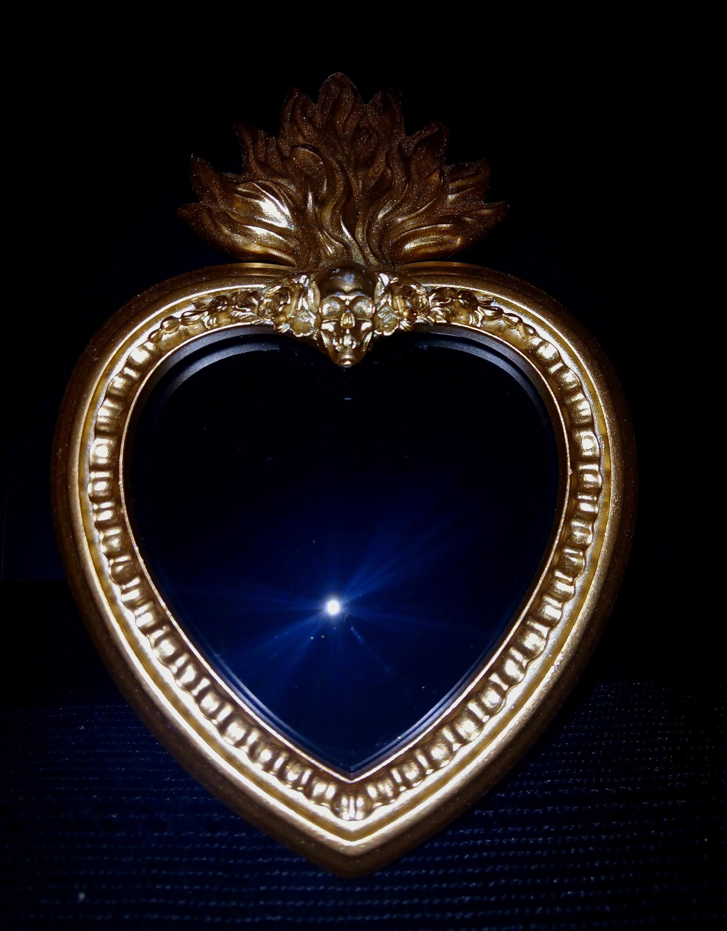 Black Scrying Mirror: Gothic Witchcraft Divination, Skull & Snake Design Witches mirror